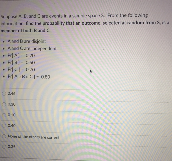 Solved Suppose A, B, And C Are Events In A Sample Space S. | Chegg.com