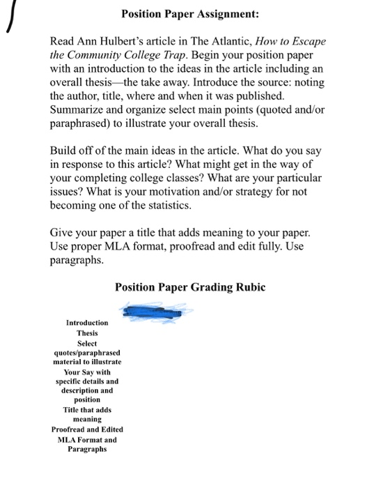 position paper assignment example