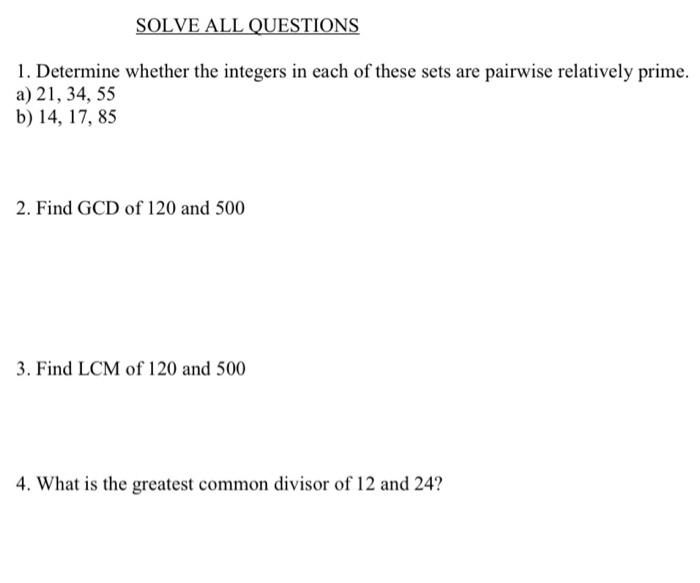 Solved solve all questions 1 determine whether the integers chegg