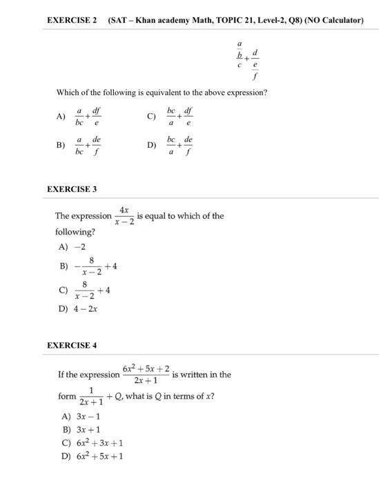 Solved Exercise 2 Sat Khan Academy Math Topic 21 Chegg Com