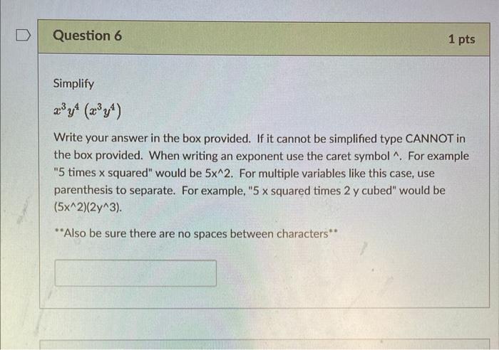 Solved Simplify 3y5(−4y2) Write your answer in the box | Chegg.com