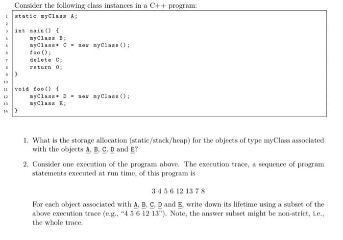 Solved Consider the following class instances in a C++ | Chegg.com