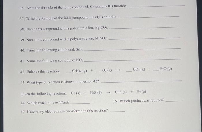 Solved 36. Write the formula of the ionic compound, | Chegg.com