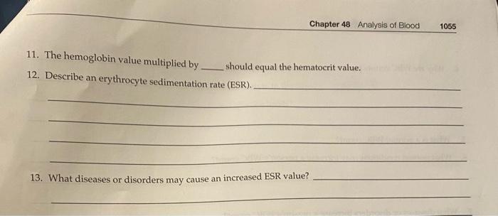 Solved Chapter 48 Analysis of Blood 1055 11. The hemoglobin | Chegg.com