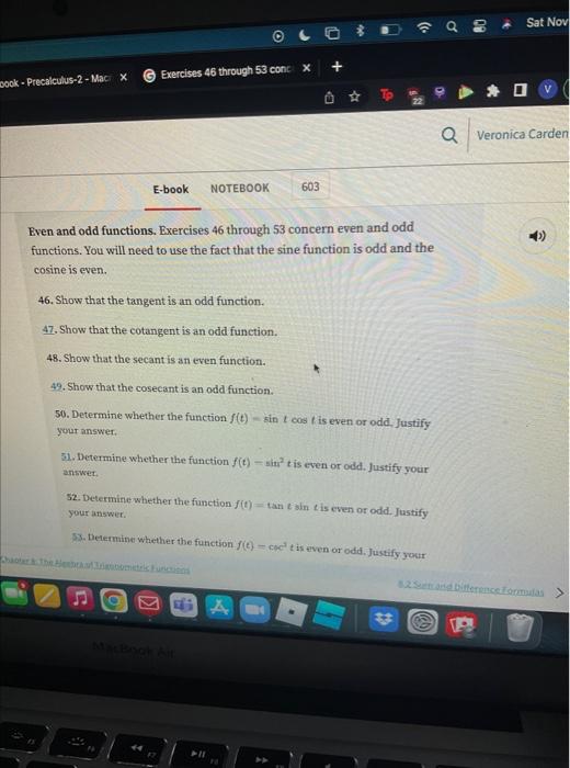 Solved Even and odd functions. Exercises 46 through 53 | Chegg.com