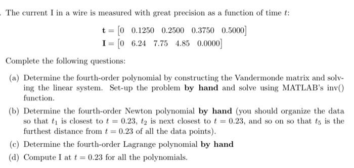 Solved The current I in a wire is measured with great | Chegg.com