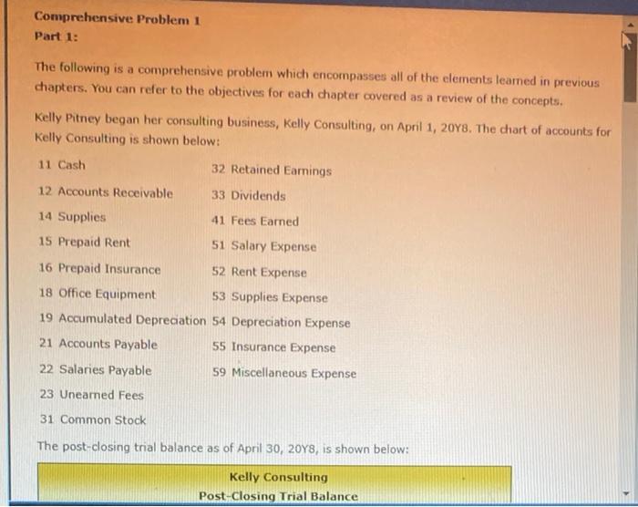 Solved Comprehensive Problem 1 Part 4 and Part 6: The | Chegg.com