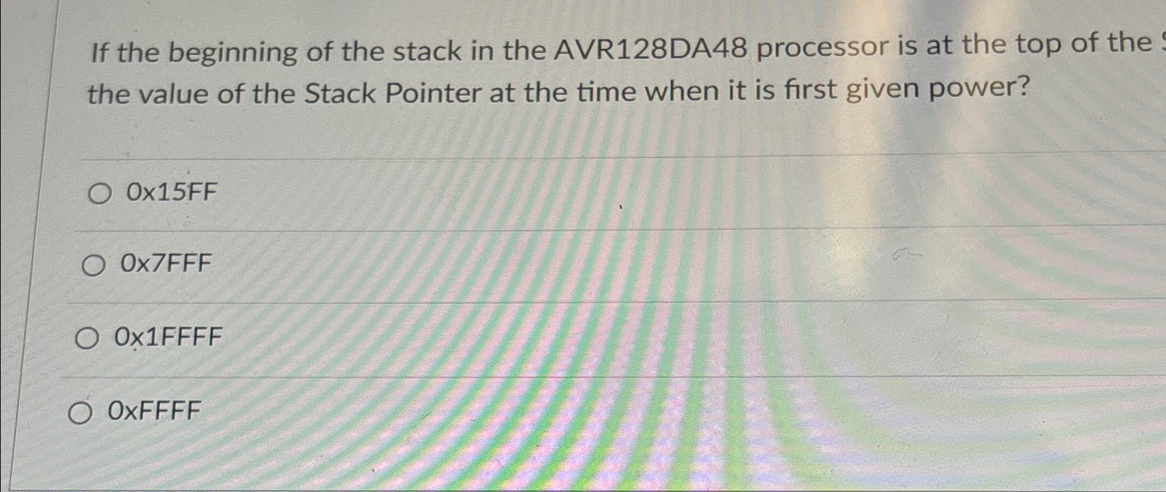 Solved If the beginning of the stack in the AVR128DA48 | Chegg.com