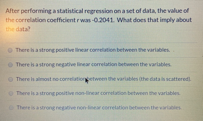 regression - keep eliminating data points until good... Solved After performing a statistical regression on a set of | Chegg.com