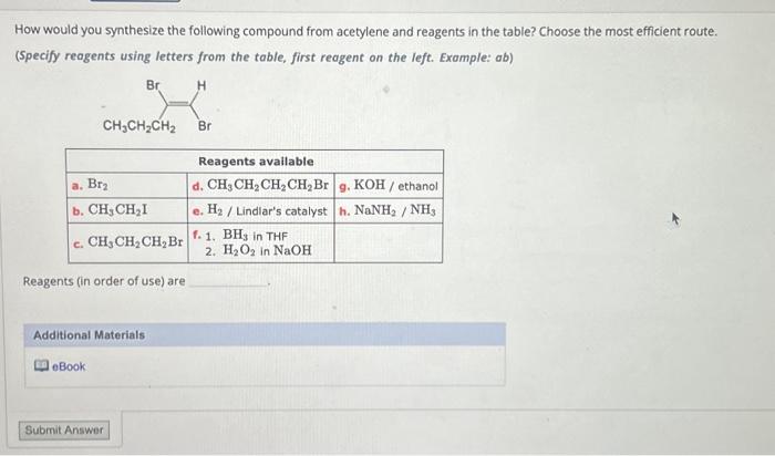 Solved Identify reagents by letter from the reagents table | Chegg.com