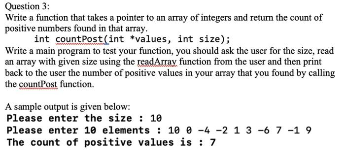 Solved Question 3: Write a function that takes a pointer to | Chegg.com