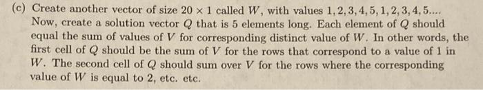 Solved (a) Create a column vector V that is dimension 20 x 1 | Chegg.com