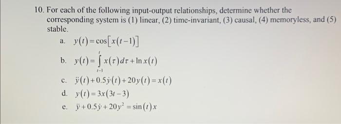 Solved COS 10. For each of the following input-output | Chegg.com