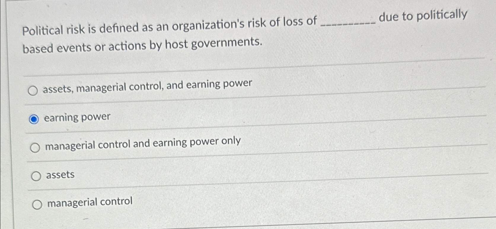 Solved Political risk is defined as an organization's risk | Chegg.com