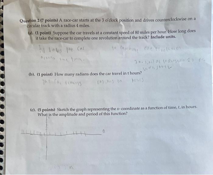 Solved Question 2 7 points A race car starts at the 3 Chegg