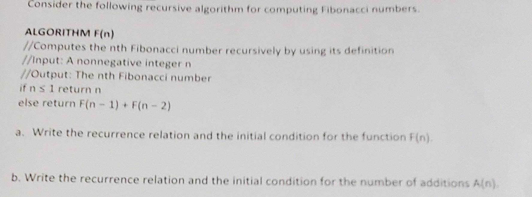 Solved Consider the following recursive algorithm for | Chegg.com
