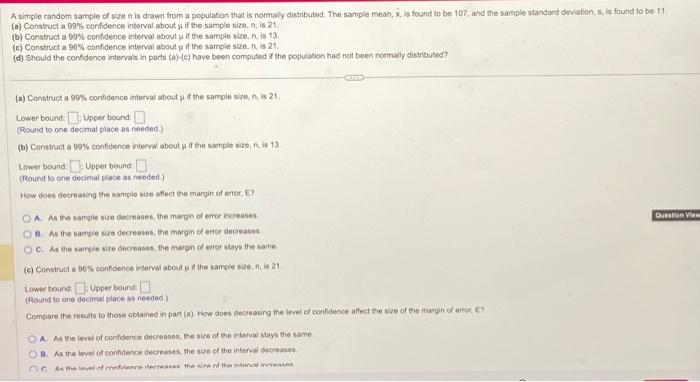 Solved A simple random sample of size n is drawn from a | Chegg.com
