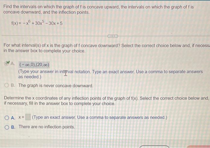 Solved Find the intervals on which the graph of f is concave | Chegg.com