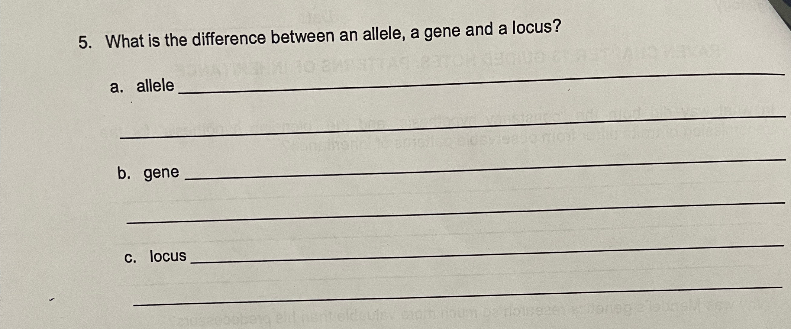 Solved What is the difference between an allele, a gene and | Chegg.com