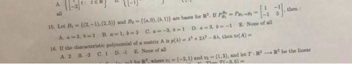 Solved A. A=3,b=1 B. A=1,b=3 C. A=−3,b=1 D. A=3,b=−1 E. | Chegg.com