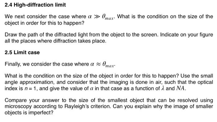 2. Imaging and diffraction In this exercise we look | Chegg.com