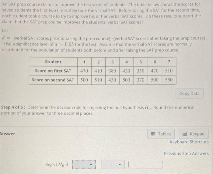 Solved An SAT prep course claims to improve the test score | Chegg.com