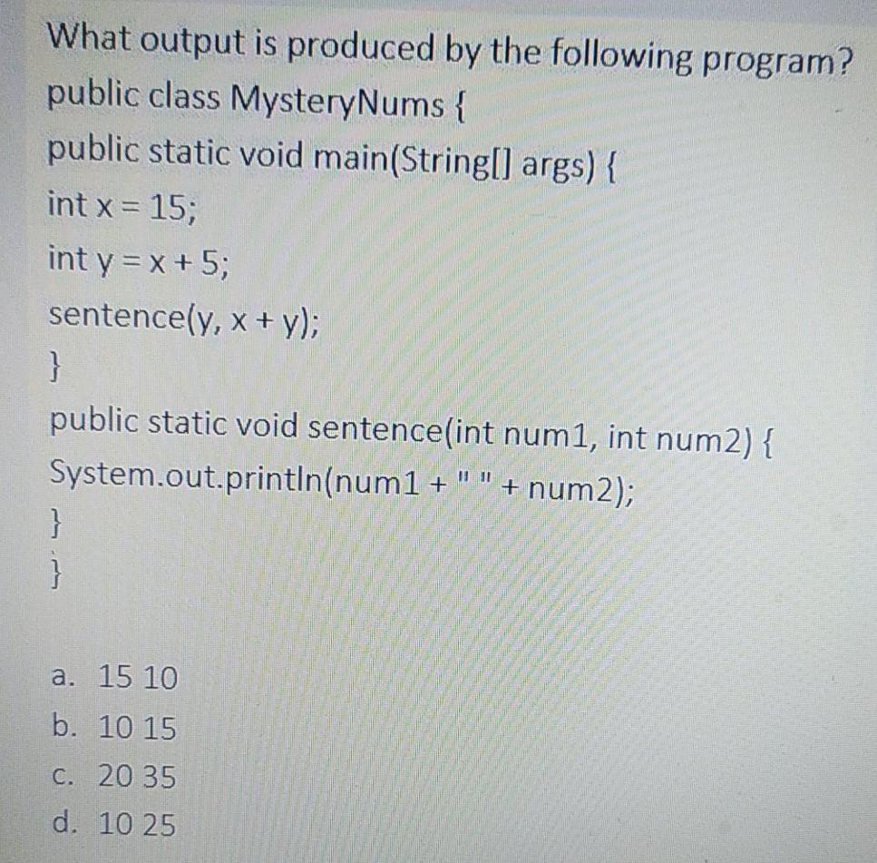 Solved What output is produced by the following program? | Chegg.com