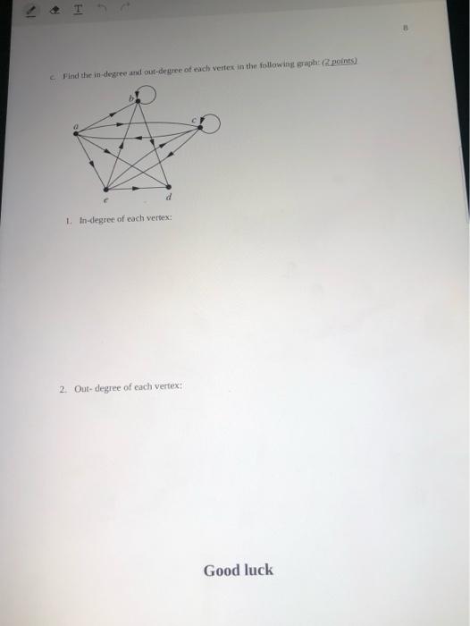 Solved . T Find the in-degree and out-degree of each vertex | Chegg.com