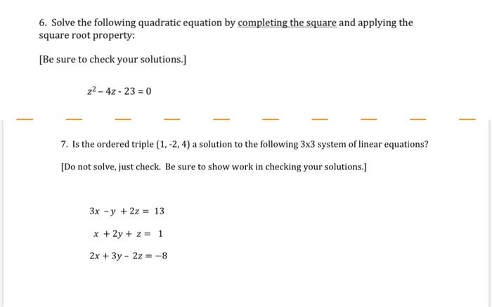Solved 6. Solve the following quadratic equation by | Chegg.com