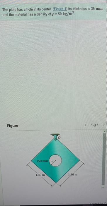 Solved The plate has a hole in its center Its thickness is | Chegg.com