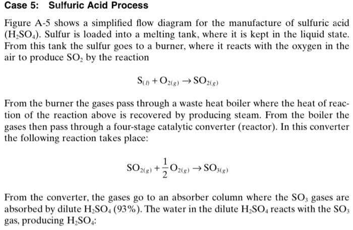 Solved Case 5 Sulfuric Acid Process Figure A 5 Shows A 9603