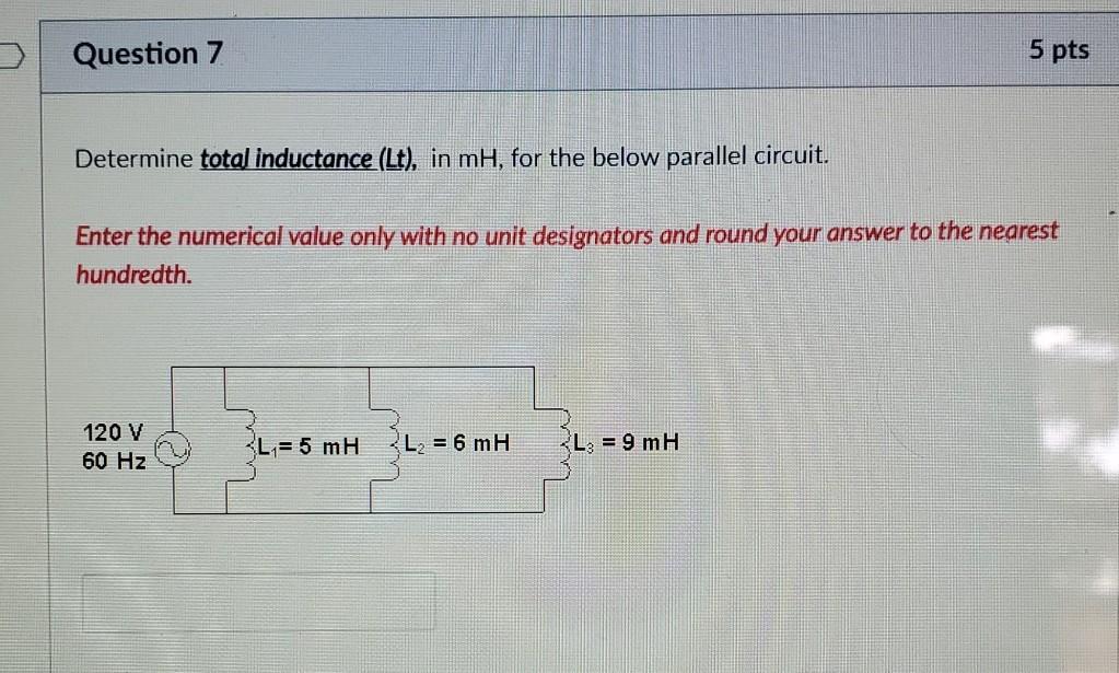 Solved Question 9 5 pts Determine total inductive reactance | Chegg.com