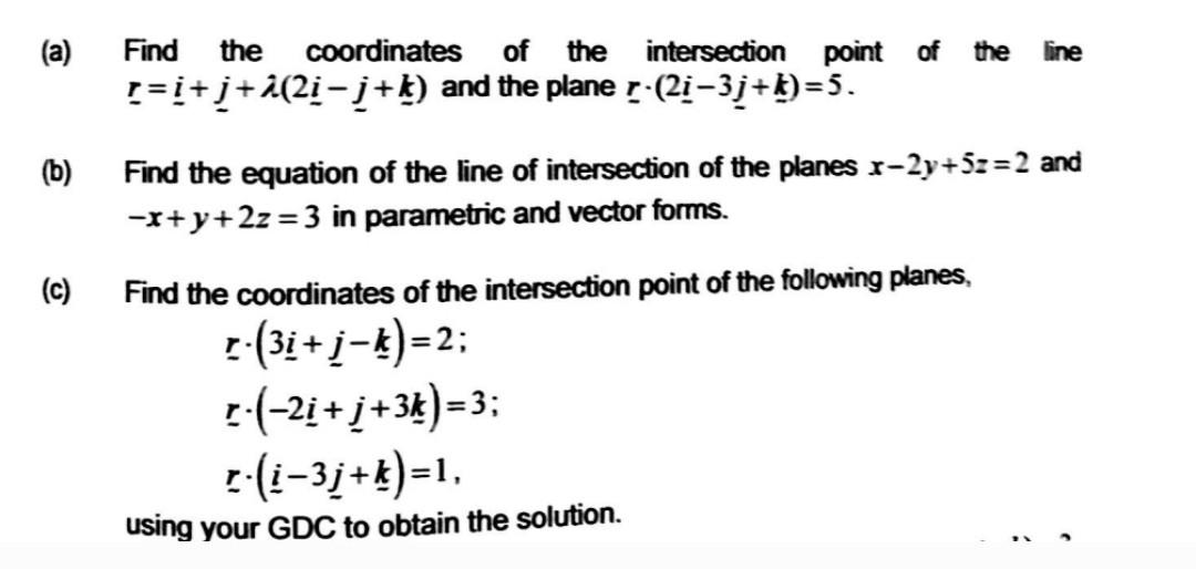 Solved (a) the line Find the coordinates of the intersection | Chegg.com