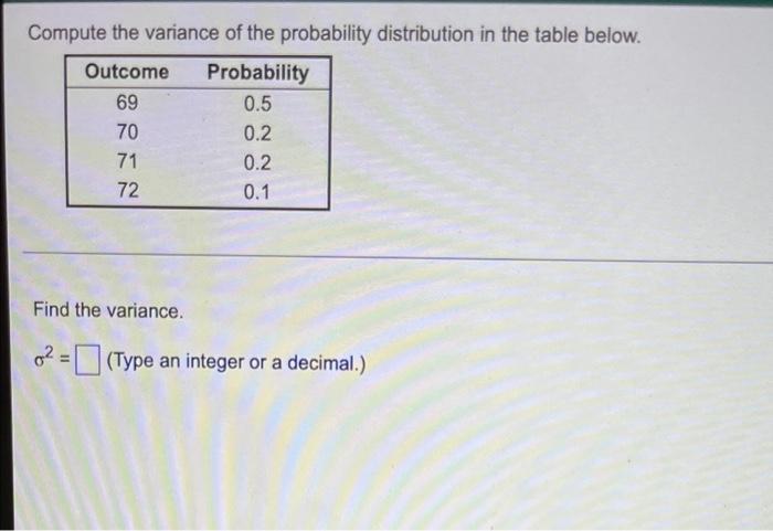 Solved Compute the variance of the probability distribution | Chegg.com