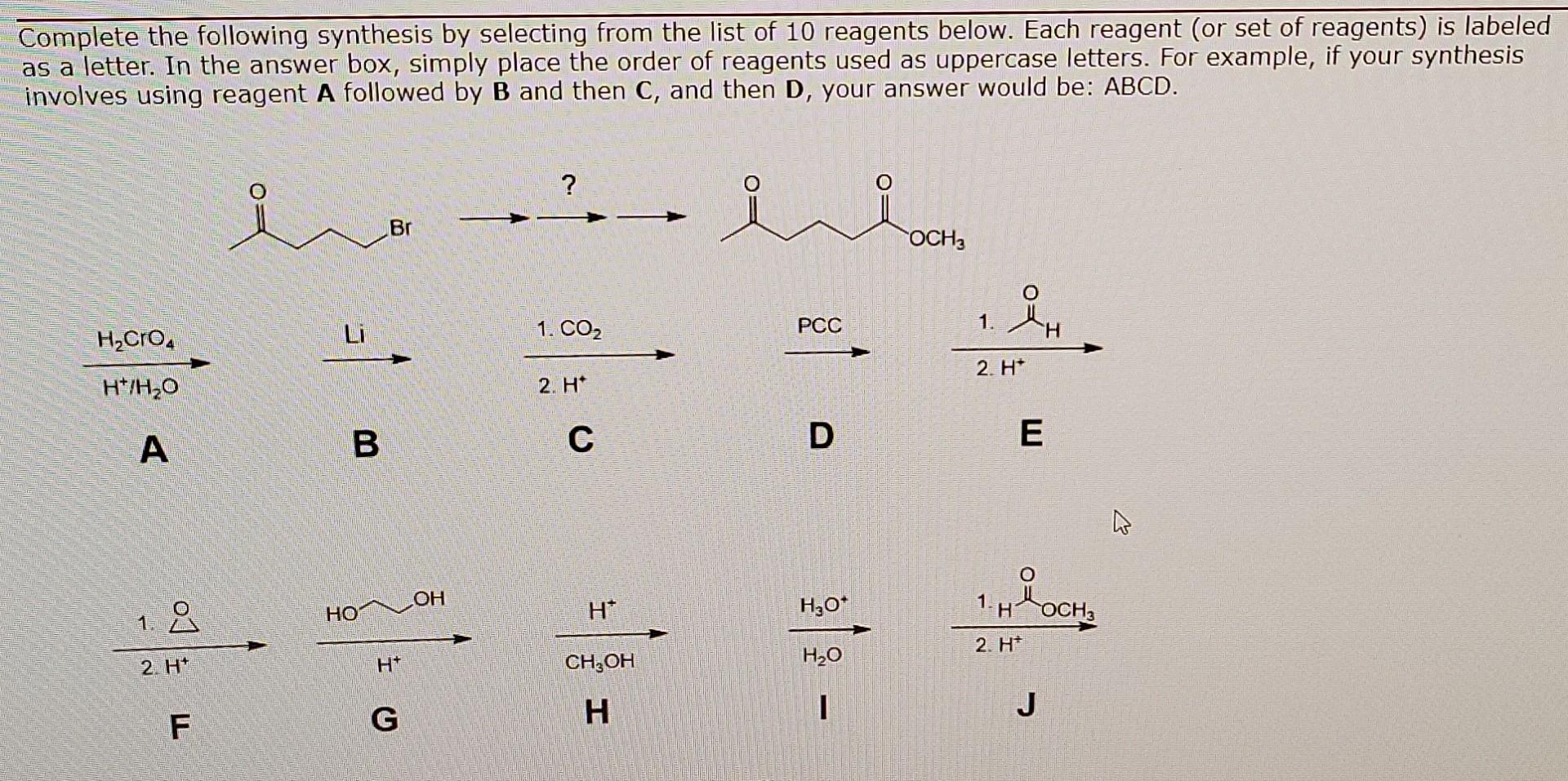 Solved Complete The Following Synthesis By Selecting From | Chegg.com