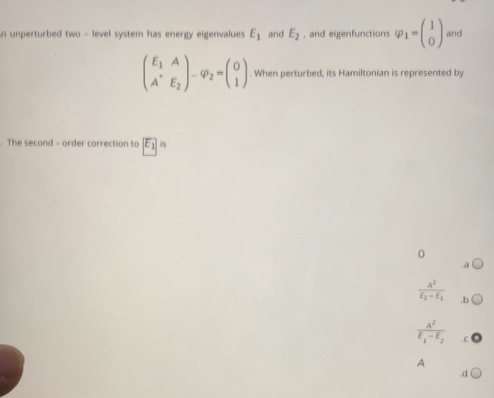 Solved nsider a quantum system with just three linearly | Chegg.com