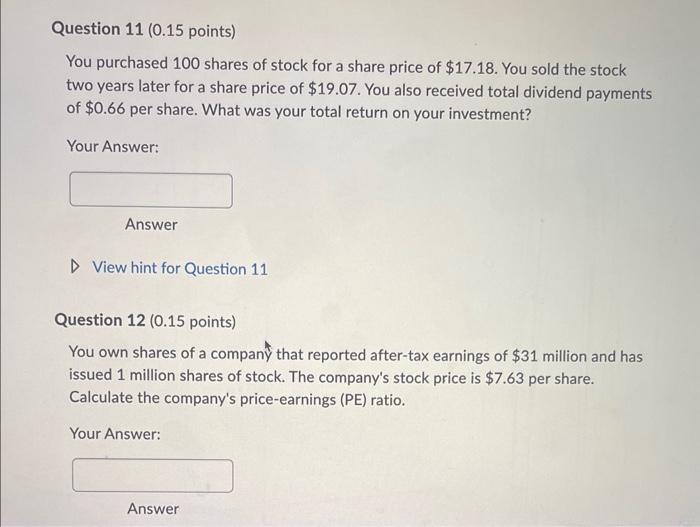 Solved You Purchased 100 Shares Of Stock For A Share Price | Chegg.com