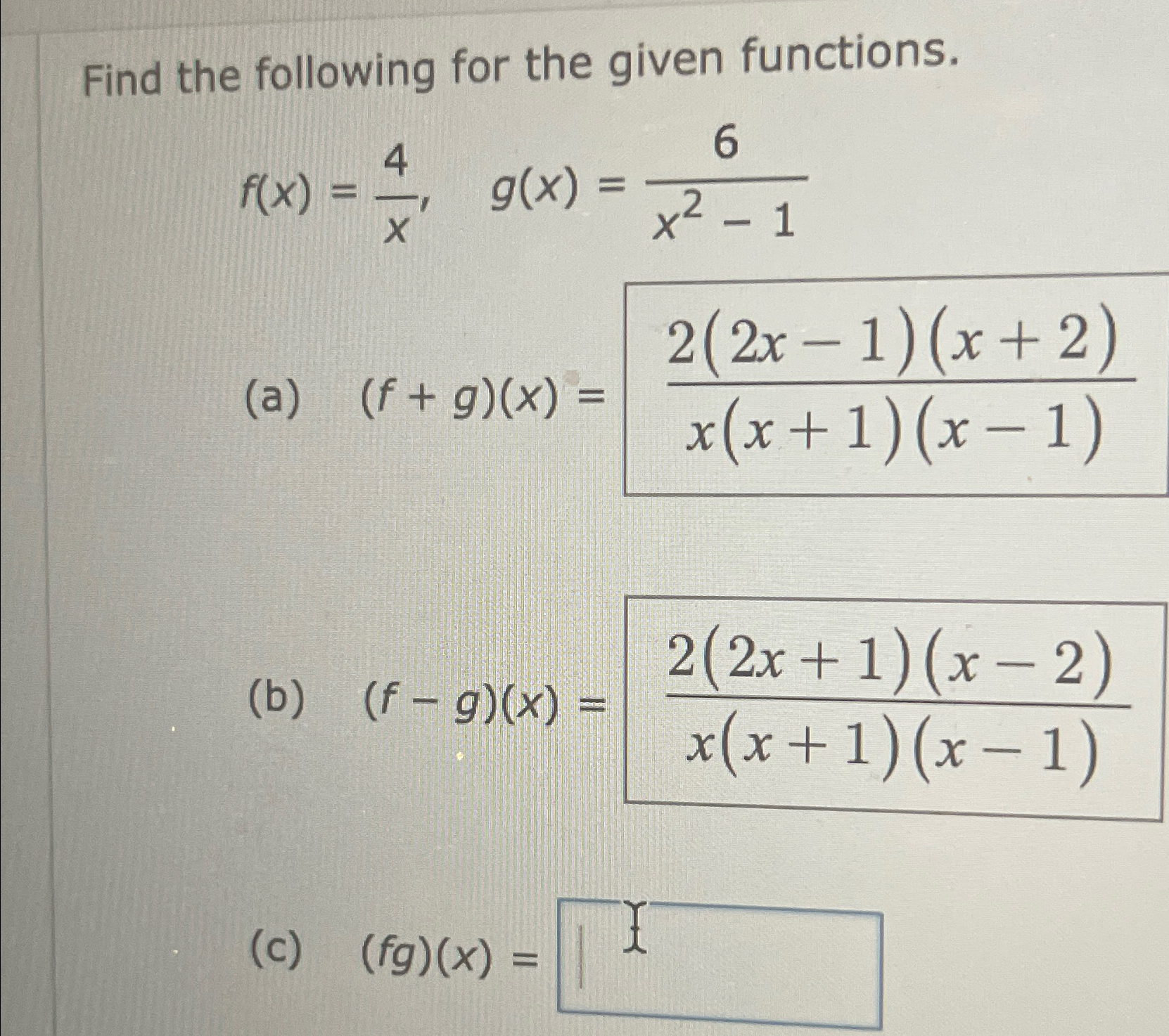 Solved Find the following for the given | Chegg.com
