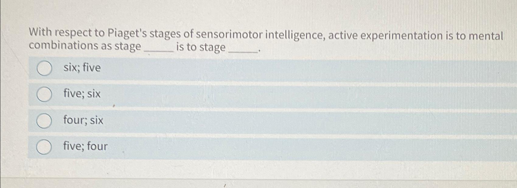 Stages of sensorimotor clearance intelligence