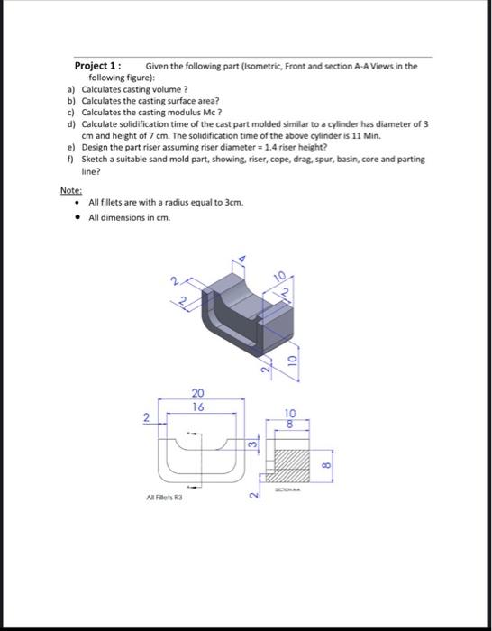 Solved Project 1: Given the following part (Isometric, Front | Chegg.com