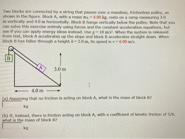 Solved Two blocks are connected by a string that passes over | Chegg.com
