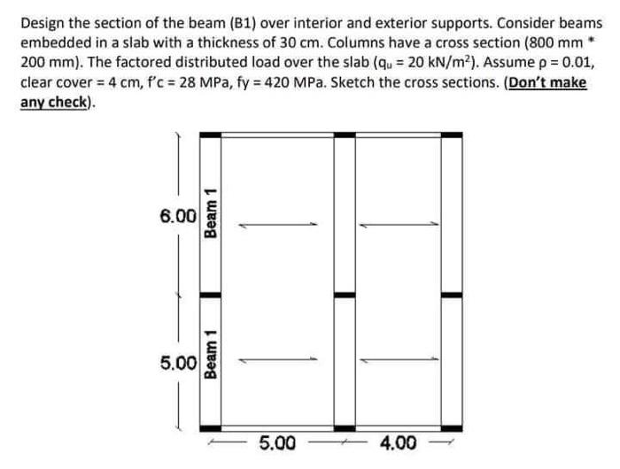 Solved Design the section of the beam (B1) over interior and | Chegg.com