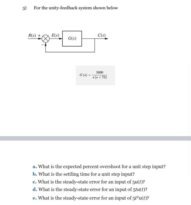 Solved 3) For the unity-feedback system shown below | Chegg.com