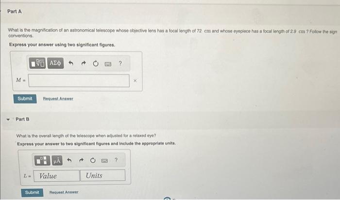 Solved What is the magnification of an astronomical | Chegg.com