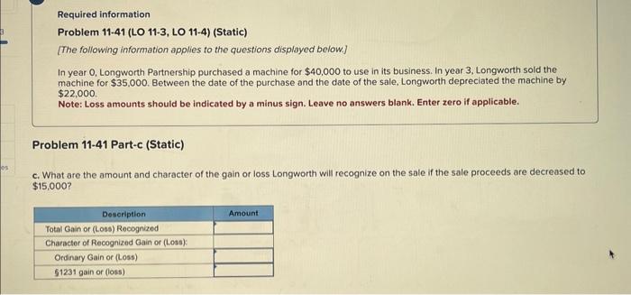 Solved Required information Problem 11-41 (LO 11-3, LO 11-4) | Chegg.com
