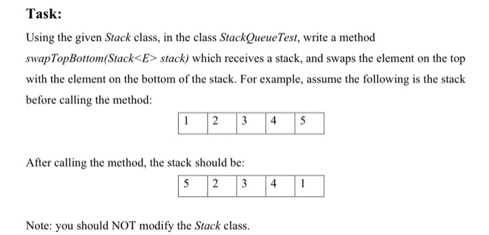 Solved Task: Using the given Stack class, in the class | Chegg.com