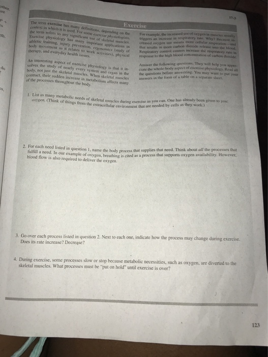 17 3 Pther Are Exercise The Term Exercise Has Many Chegg Com