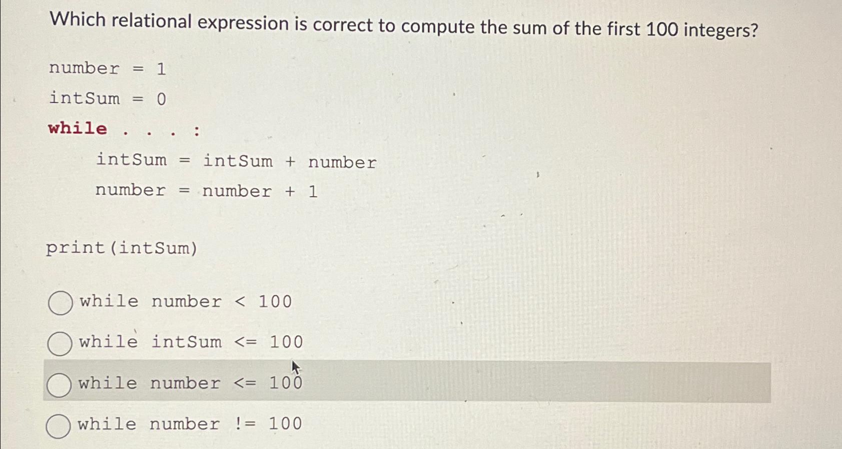 Solved Which relational expression is correct to compute the | Chegg.com