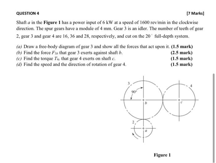 Solved QUESTION 4 [7 Marks) Shaft a in the Figure 1 has a | Chegg.com