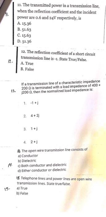 Solved 1. The reflection coefficient of a wave with | Chegg.com
